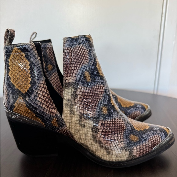 Jeffrey Campbell Snake Pattern Ankle Boots - Brown, Black, Gold - Picture 6 of 7